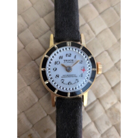 Trice Gold Tone White Dial 17 Jewels Blue Strap Vintage Watch main image 4